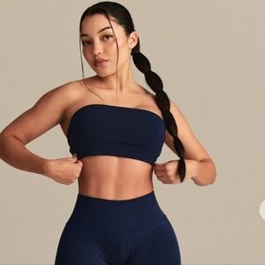 Elegant Navy Bandeau Twist Bra